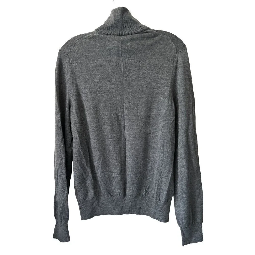 Merino Wool Banana Republic Pullover Sweater 1/4 Zipper Gray